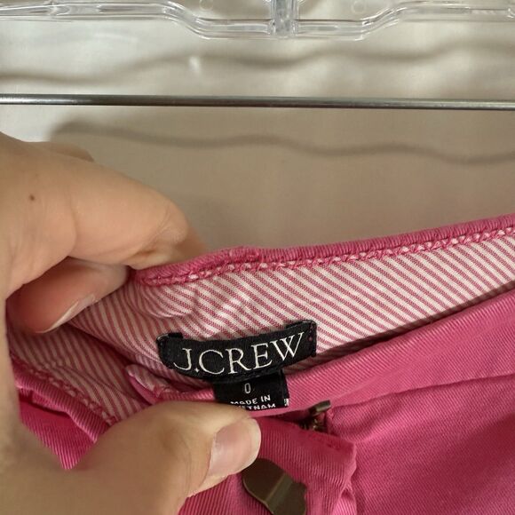 J. Crew Chino Shorts Women's 0 Pink Flat Front 4" Inseam Cotton Blend Button Zip - Picture 5 of 9